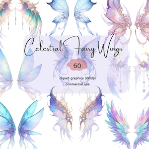 Celestail fairy wings Clipart,Butterfly wings,Angel wings ,elegant,PNG file, 300 DPI,digital download, commercial use,junk journaling