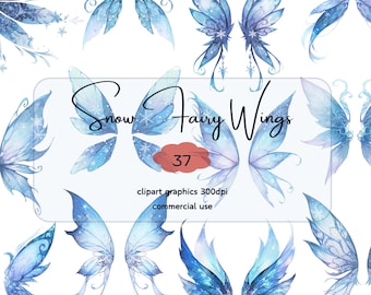 Watercolor Fairy Wings Clipart: Snowflake, Butterfly, Angel (Digital Download)