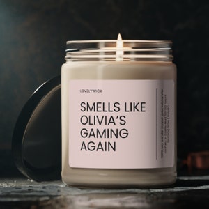 Gamer girl personalized candle gift, Gamer girlfriend gifts, Cozy gamer pink room decor, Gift for her, Smell like She&#39;s Gaming again Candle