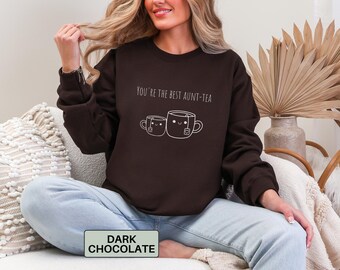 Best Aunt-Tea Funny Auntie Sweatshirt for Aunt To Be Gifts, Cool Gift for Aunt Christmas Sweater, New Aunt Sweater for Women, Best Aunt Ever
