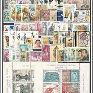 SPAIN 1975 Full Year MNH (all stamps issued in the year). 22 Complete Set (60 Stamps) and 2 Souvenir Sheet.