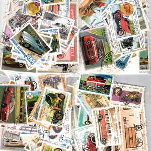 CARS. 50 Different Used Stamps Pack. Good Condition. Large Size. Various Countries.