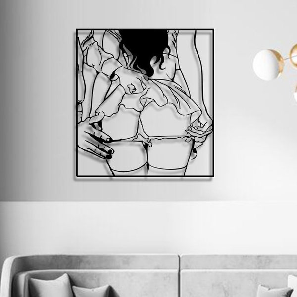 Bdsm Erotic Metal Wall Art, Spanking Ass Sex Art, Girlfriend Gift, Submissive Above Bed Decor, Naked Woman Bedroom Art, Female Butt Wall Art