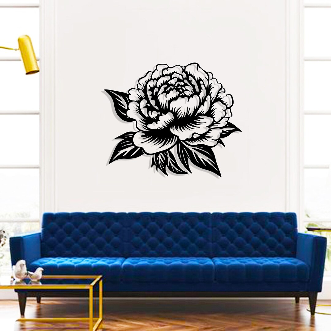 Peony Metal Wall Art, Boho Wall Decor, Minimalist Floral Metal Art ...