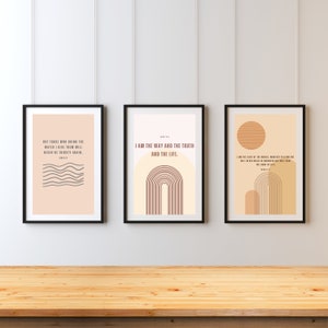 Set of 3 Christian Wall Prints | Modern Boho Christian Prints | 3 pcs Digital Print
