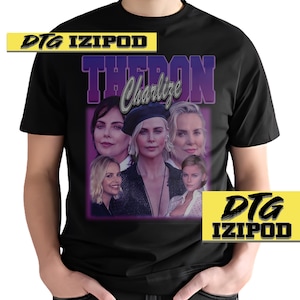 Charlize Theron Shirt Aktris Vintage Classic Retro Tshirt Long Sleeve Short Unisex Bestseller Design Graphics Tee Youth Adult Gift Bootleg