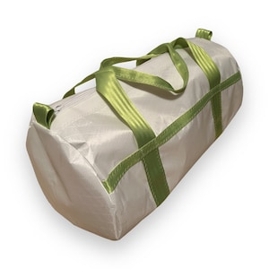 Medium Duffel Bag - White with Fluro Green
