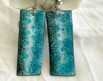 Artisan Copper and Enamel Caribbean Sterling Silver Earrings  * Handmade by Beadfairy Lampwork, SRA