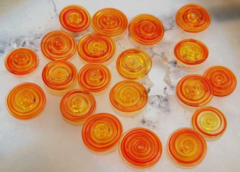 20 Tangerine Slim Discs Orange handgemachte Glasperlen by Beadfairy Lampwork Bild 2