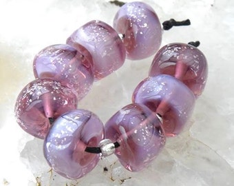 Lampwork Beads, Amethyst Glimmer Glass Beads handmade by Beadfairy Lampwork, SRA