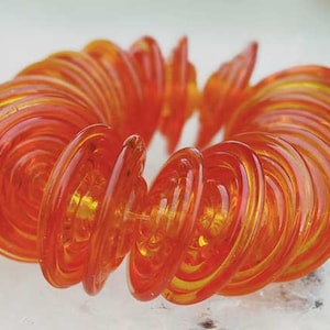 20 Tangerine Slim Discs Orange handgemachte Glasperlen by Beadfairy Lampwork Bild 1