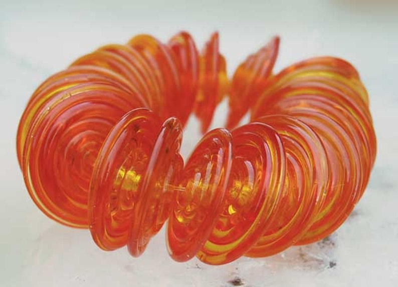 20 Tangerine Slim Discs Orange handgemachte Glasperlen by Beadfairy Lampwork Bild 1