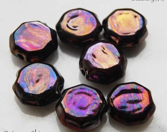 7 Octagon Shimmer lampwork beads Handmade glass beads by Beadfairy Lampwork