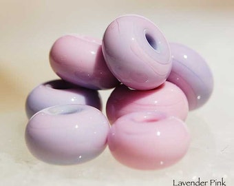 Lavender Pink, 10 round handmade glass beads, lampwork spacer by Beadfairy Lampwork, SRA