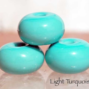 Light Turquoise , 10 round glass beads , lampwork bead spacers by Beadfairy Lampwork, SRA image 1