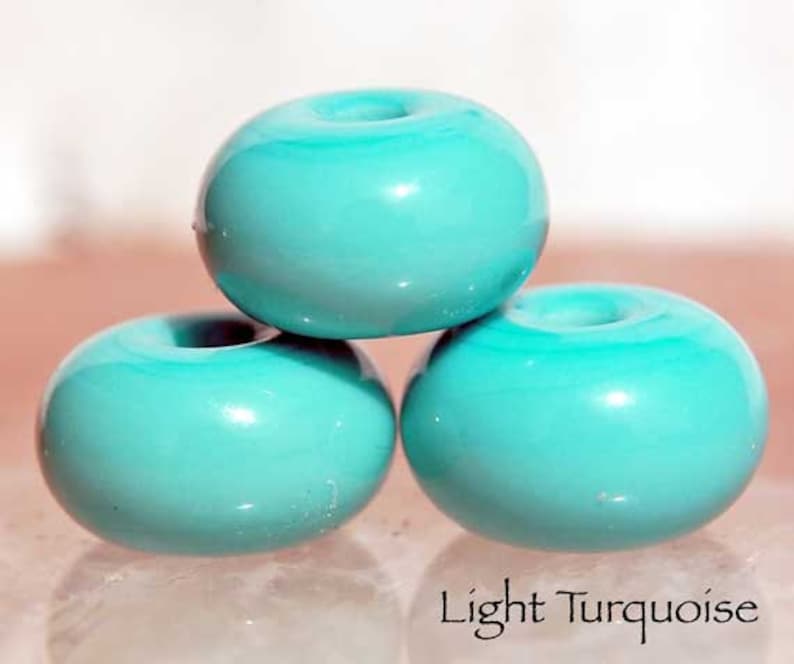 Light Turquoise , 10 round glass beads , lampwork bead spacers by Beadfairy Lampwork, SRA image 1