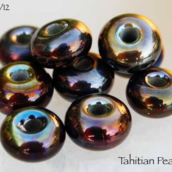 25 Tahitian Pearls lampwork beads ,  metallic golden brown pink colors, glass bead spacers by Beadfairy Lampwork, SRA