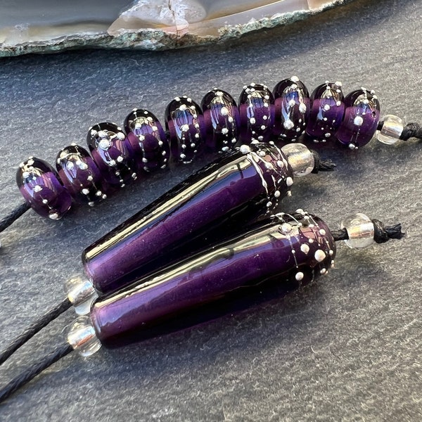 Silvered Purple Grape Drops or Rounds * Handmade Lampwork Glass Beads by Beadfairy Karin Hruza