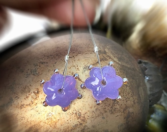 1 Pair *Golden Crocus*Star Flowers* Handmade Lampwork Bead Set by Beadfairy Lampwork SRA