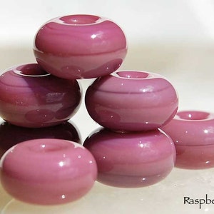 Raspberry, 10 round handmade glass beads, lampwork spacer by Beadfairy Lampwork, SRA image 1