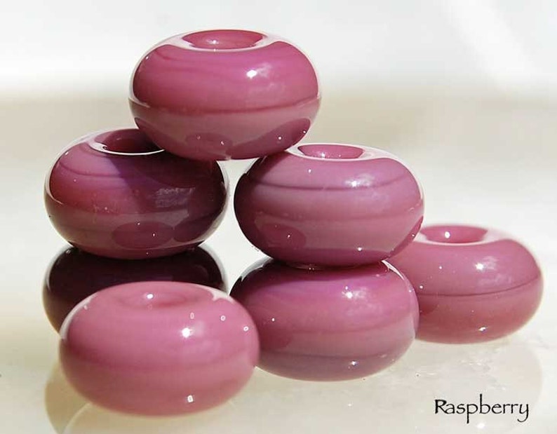 Raspberry, 10 round handmade glass beads, lampwork spacer by Beadfairy Lampwork, SRA image 1