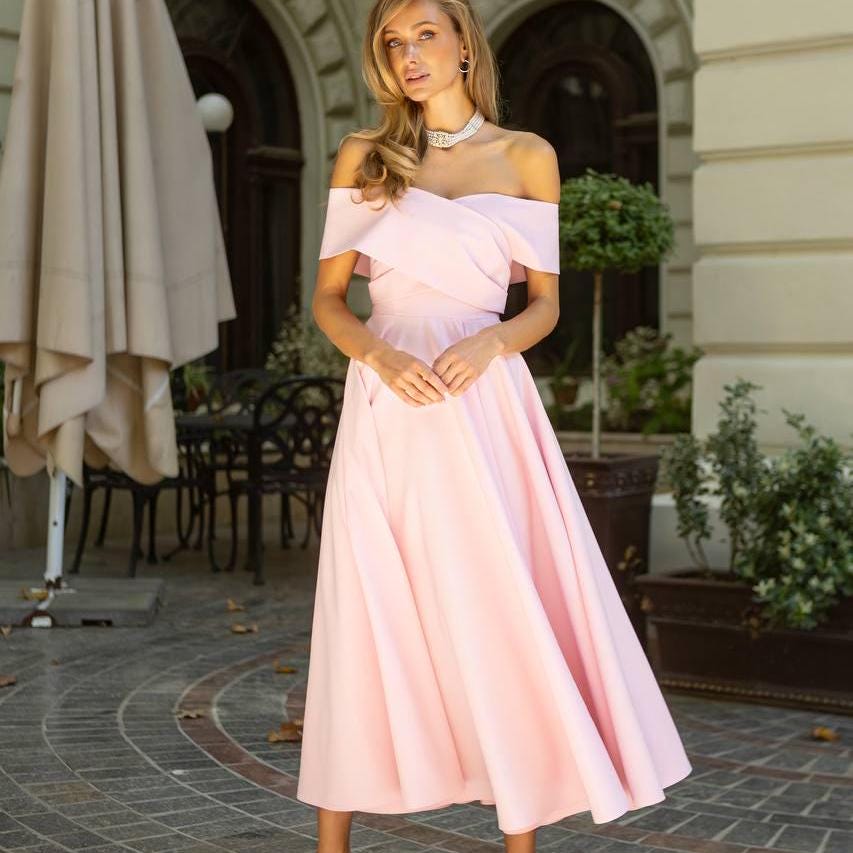 macy's off the shoulder dress Macy  Jenny Yoo framing moment Pink Cocktail Dress Night Dress