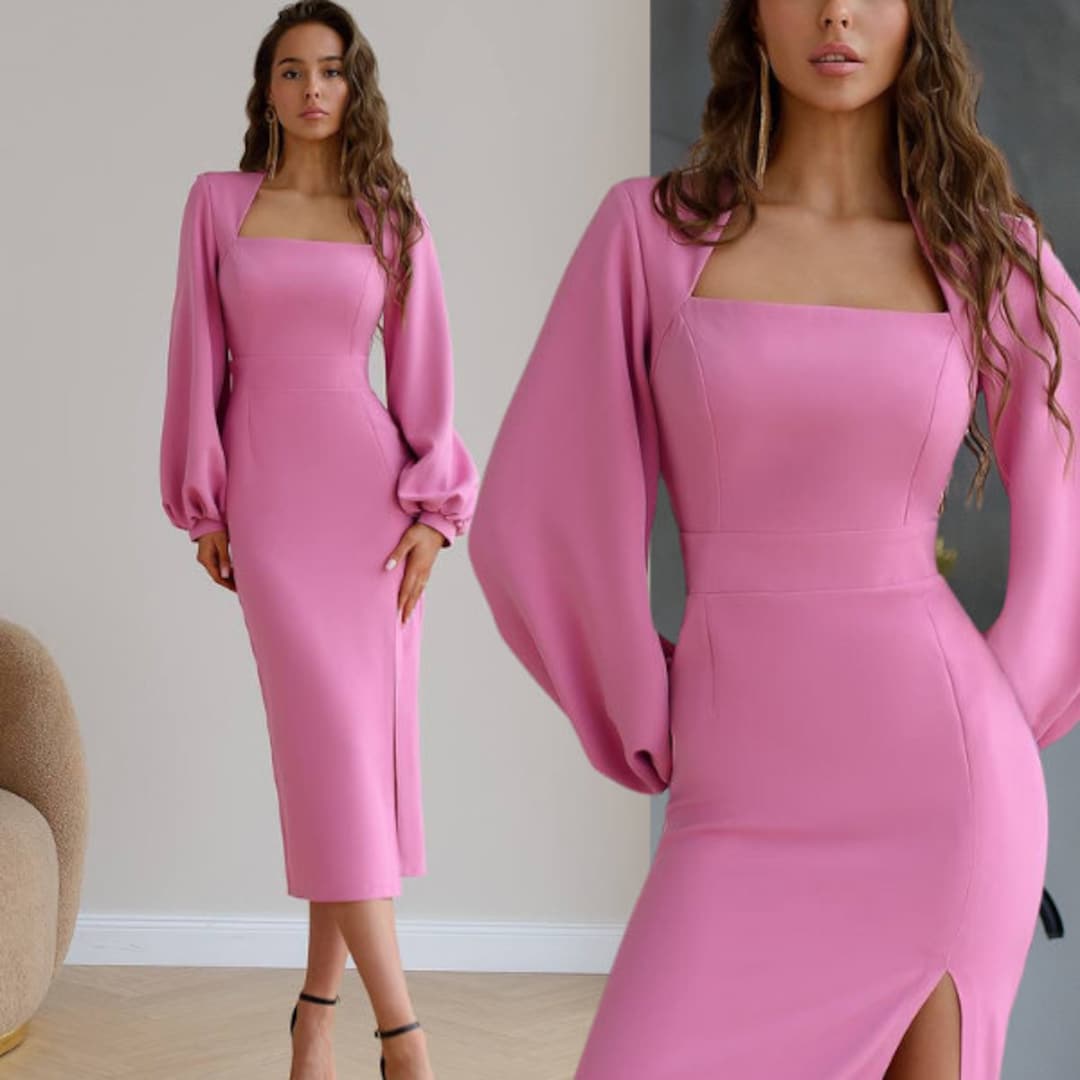 Elegant Long Sleeve Pink Wedding Guest Dresses for Timeless Guest Chic