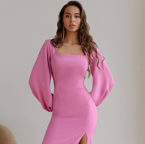 【SINOON】24SS Puff Sleeve Pintuck Dress (Pink) SINOON