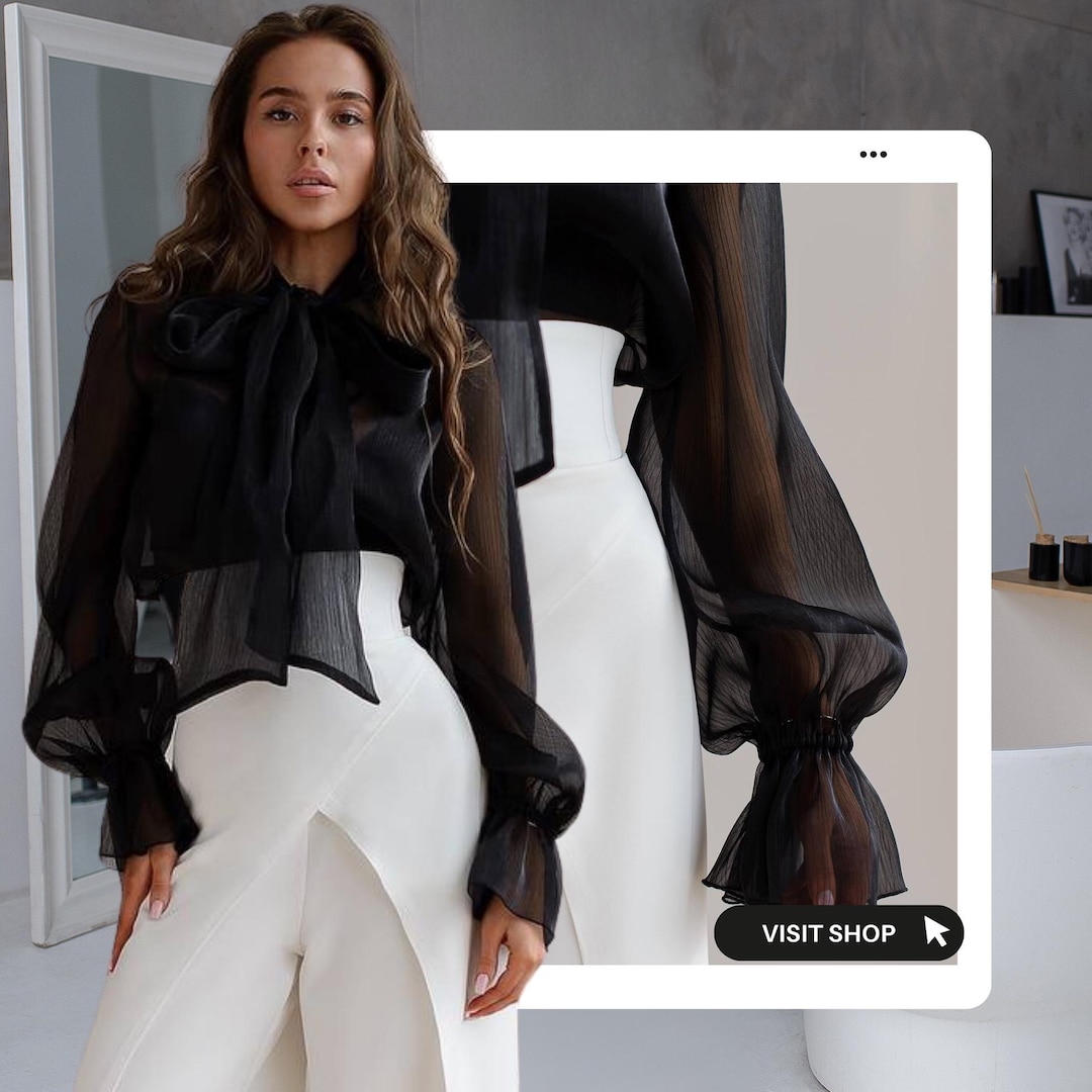 トップス Acka sheer over flare blouse black sheer over flare blouse – Acka online store