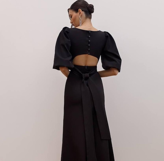 Formal Black Midi Dress