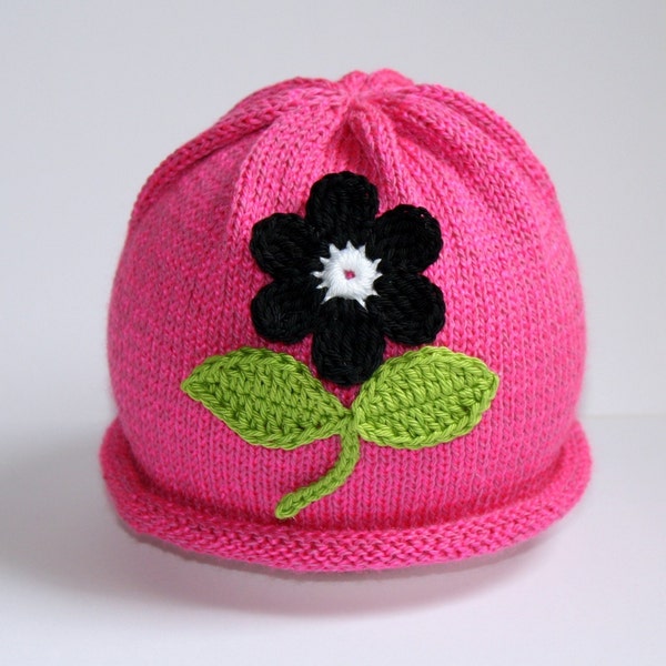 black flower beanie