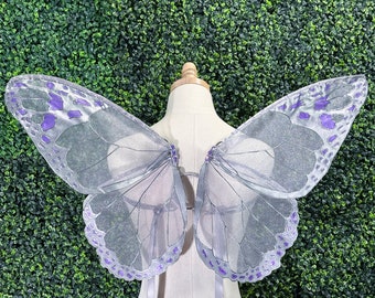 Monarch SMALL Organza Fairy Pixie Wings, Strapless Convertible, Festival, Cosplay, Flower Girl, Photography Prop, Steampunk Costume, Fantasy