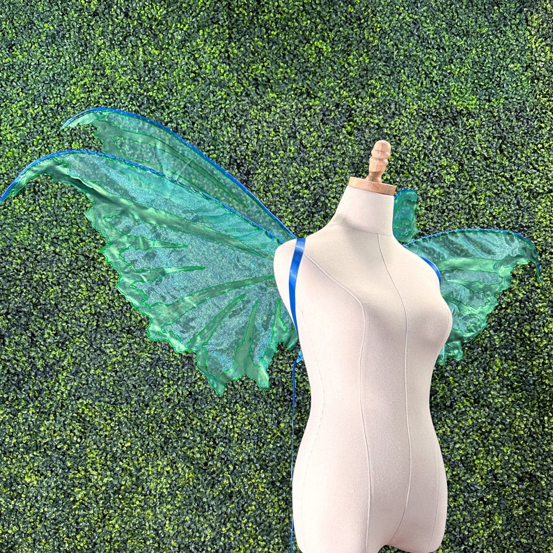Arya LARGE Organza Fairy Wings, Strapless Convertible, Halloween Costume Cosplay, Steampunk, Photography Prop, Fairytale Pixie, Festival image 4