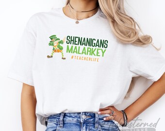 聖パトリックデーの先生用シャツ：シェナニガンズ・マラキー・アイリッシュTシャツ