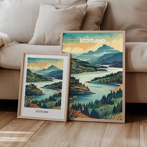 Póster de Escocia Póster de viaje de Gran Bretaña I Regalo Viaje Naturaleza Senderismo | Imprimir paisaje | Arte de viaje | fotomural retro