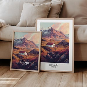Island Poster Europa Reiseposter | Geschenk Natur Landschaft Reisen | Retro Wanddekoration | Reiseplakat