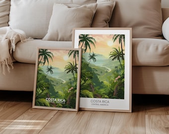 Costa Rica Poster Central America Travel Poster | Gift Travel Nature Landscape | Travel Print | Retro Wall Decoration