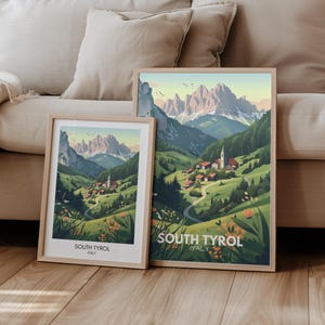 Südtirol Poster Italien Reiseposter I Geschenk Reisen Wandern Berge Natur Landschaft | Reisekunst | Retro Wanddekoration