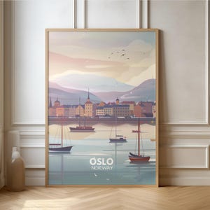 Oslo Poster Norway Travel Poster Scandinavia Europe | Gift Travel City Capital Landscape | Travel Print | Retro Wall Decor