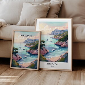 Mallorca Poster Spanien Reiseposter Balearen I Strand Meer Natur Landschaft | Reisekunst | Retro Wanddekoration