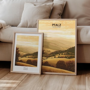 Pfalz Poster Deutschland Reiseposter | Geschenk Reisen Wandern Landschaft Berge | Retro Wanddekoration |  Reiseplakat