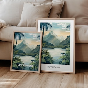 Neuseeland Poster Ozeanien Reiseposter I Geschenk Reisen Natur Landschaft Wandern Abenteuer | Reisedruck | Retro Wanddekoration