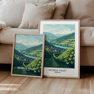 Mosel Poster Moseltal Reiseposter Deutschland | Geschenk Reisen Natur Wandern Landschaft Weinanbau Wald | Retro Wanddekoration