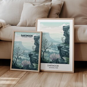 Póster del Parque Nacional de Dartmoor, Gran Bretaña, Inglaterra, póster de viaje | Regalo Viajes Naturaleza Senderismo Paisaje | impresión de viajes | arte de pared retro