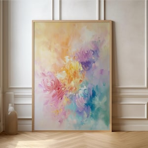 Dopamine Decor Abstract Art Pastel – Minimalist Modern Wall Art, Scandinavian Living Room Decor, Floral Inspired Wall Art