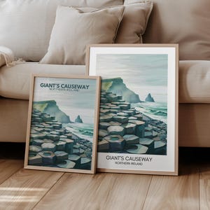 Póster de la Calzada del Gigante Póster de viaje de Irlanda Gran Bretaña | Regalo Viajes Naturaleza Senderismo Viaje por carretera Paisaje | impresión de viajes | arte de pared retro