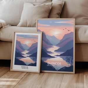 Póster de Glencoe, Escocia, póster de viaje, Gran Bretaña | Regalo Viajes Naturaleza Senderismo Viaje por carretera Paisaje | impresión de viajes | arte de pared retro