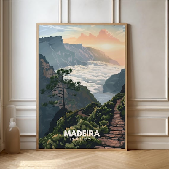 Madeira Poster Portugal Reiseposter I Geschenk Reisen Natur Insel Landschaft | Reisekunst | Retro Wandbild