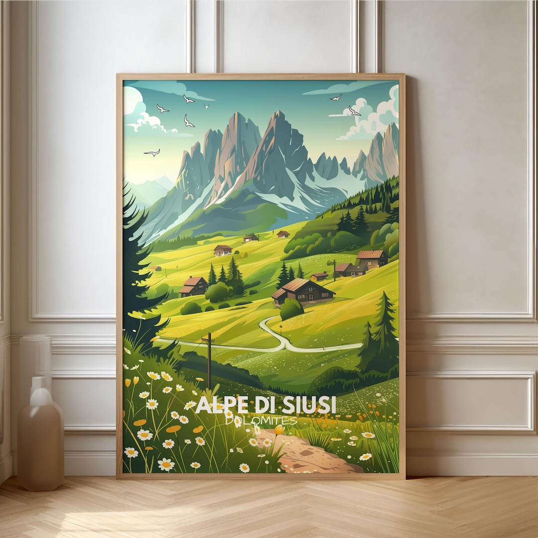 Seiser Alm Poster Dolomites Travel Poster Alpe De Siusi South Tyrol ...