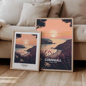 Póster de Cornualles, Gran Bretaña, póster de viaje, Inglaterra, regalo, viaje, naturaleza, paisaje | arte de viaje | Decoración de pared retro | Impresión de viajes